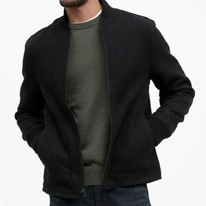 Banana Republic Black Flannel Bomber Jacket